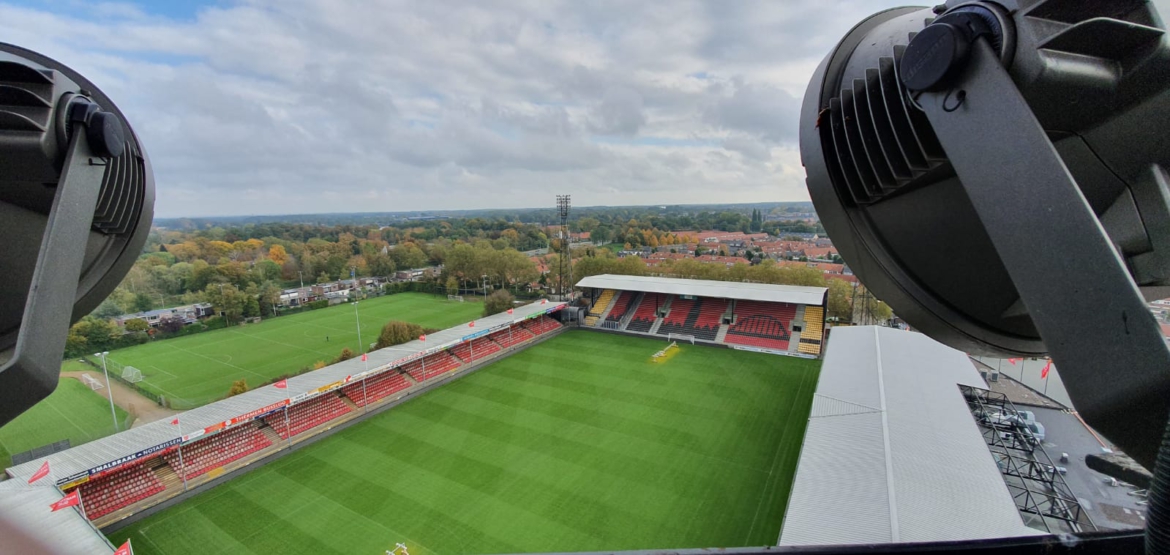 Adelaarshorst, Deventer, foto vanuit de lichtmast door OVI-Enschede